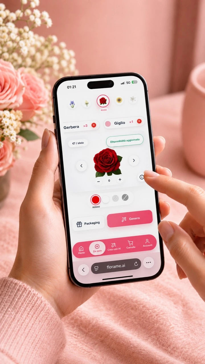 Creazione di un bouquet personalizzato su Florame.ai